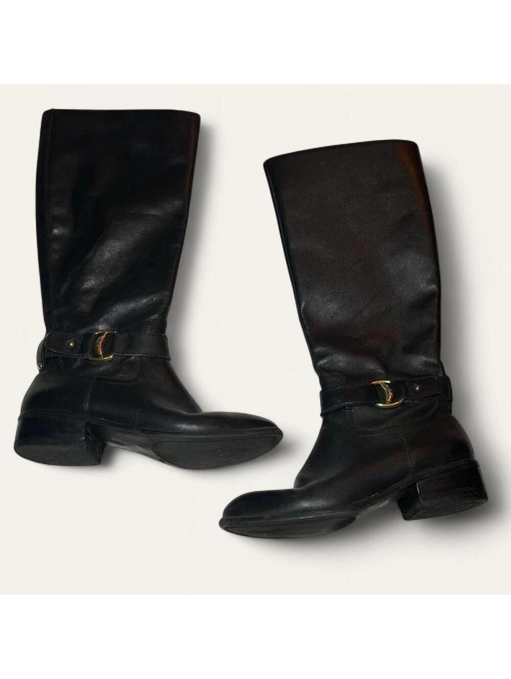 Ralph Lauren Micah Black Leather Riding Boots Womens Size 6